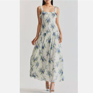 LoveShackFancy Bello Floral Maxi Dress Smocked Bodice